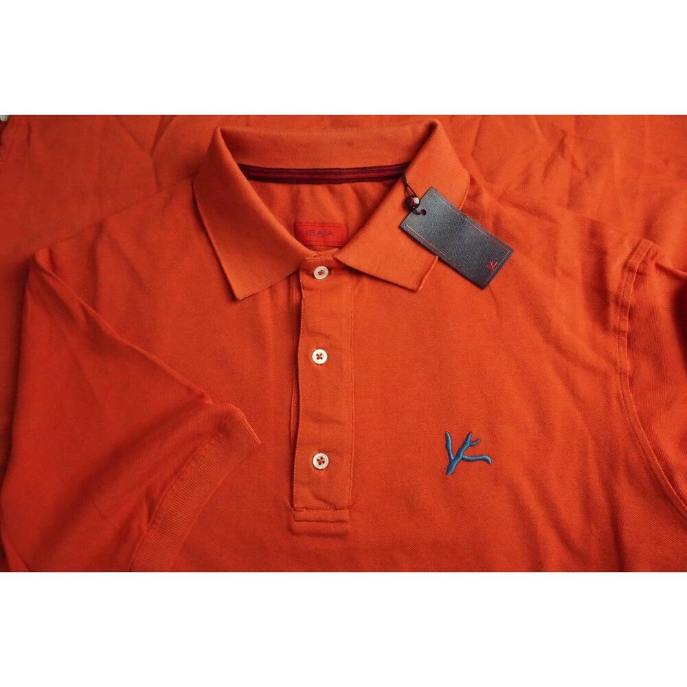 Isaia Napoli Maglia Jersey Orange Short Sleeve Cotton Polo Shirt Sz XL BRAND NEW